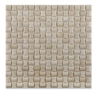 Crema Marfil Small Bread Mosaic Tile in polished Spanish marble on 12x12 sheet