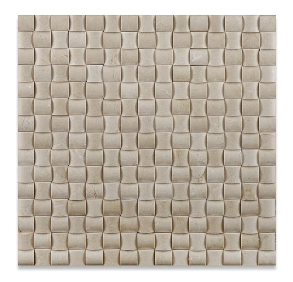 Crema Marfil Small Bread Mosaic Tile in polished Spanish marble on 12x12 sheet
