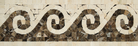 Flat lay view of Crema Marfil Wave Border 4x12 with flowing carved wave pattern