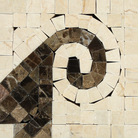 Flat lay view of Crema Marfil Wave Corner 5x6 marble piece