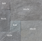 Close-up of Desert Blue Limestone Paver showing tumbled edges and texture


