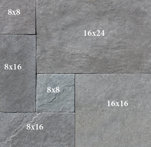 Close-up of Desert Blue Limestone Paver showing tumbled edges and texture

