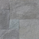 Desert Blue Limestone Paver in Versailles Pattern with soft blue-gray tones

