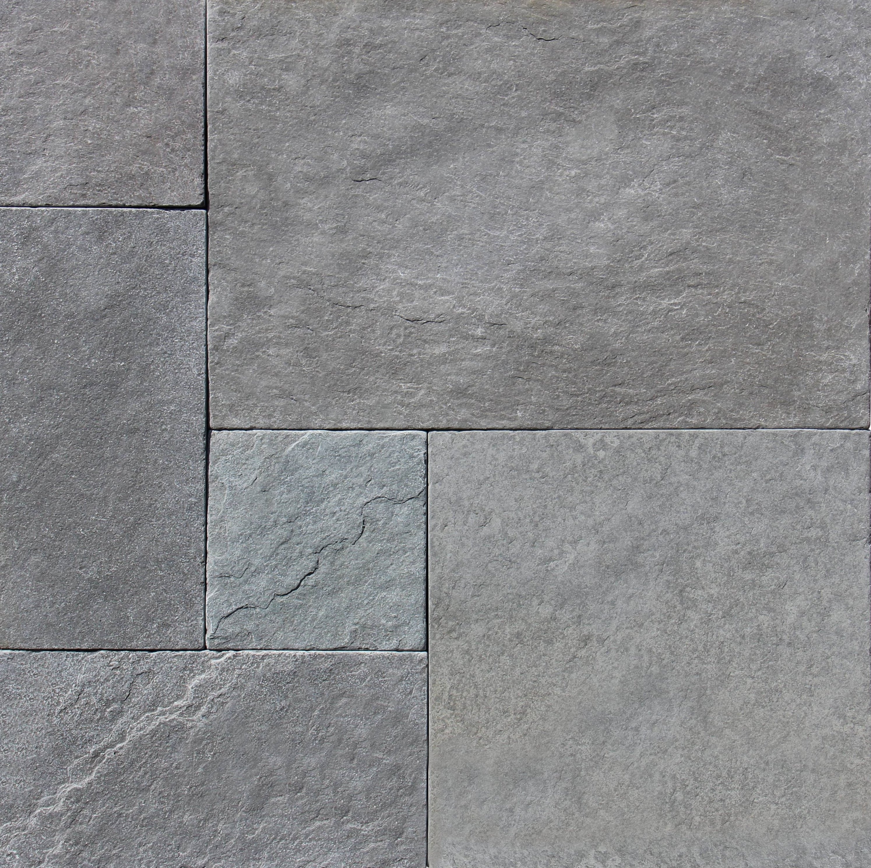 Desert Blue Limestone Paver in Versailles Pattern with soft blue-gray tones

