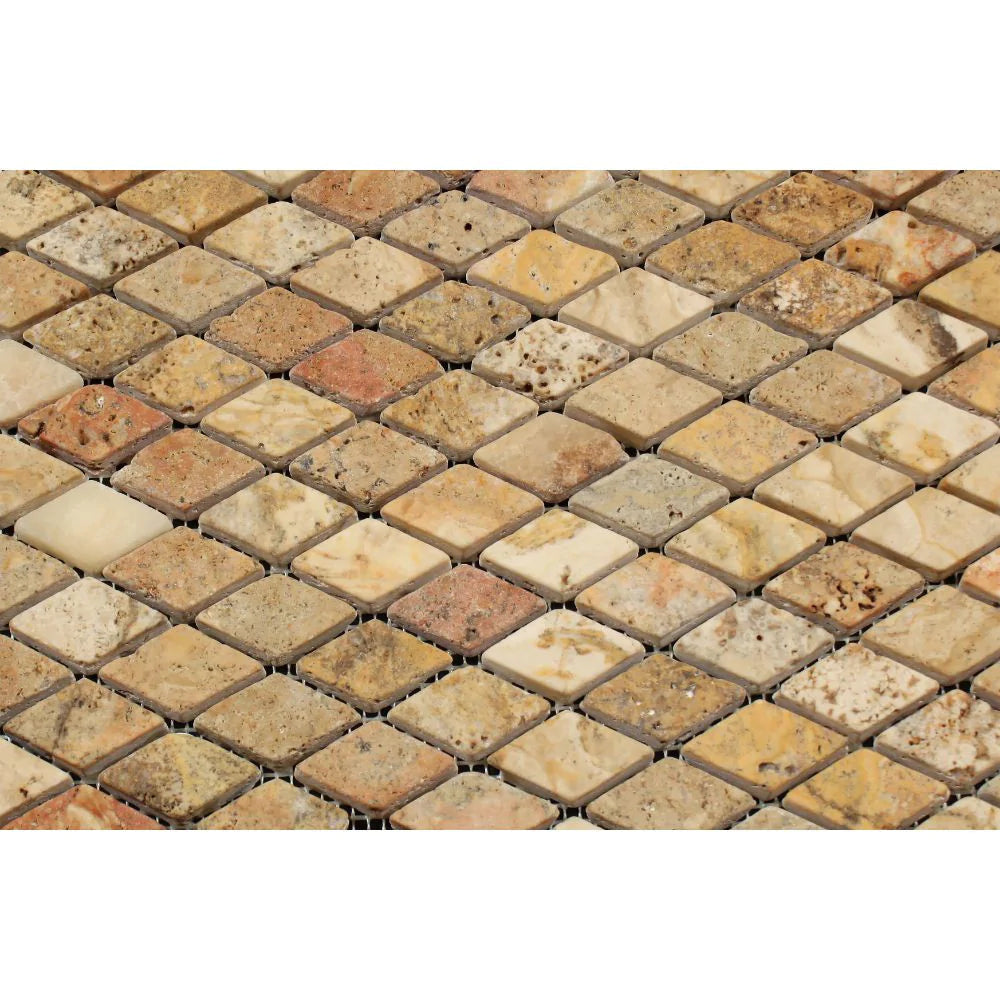 Rustic travertine diamond mosaic pattern