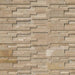Flat lay of Durango Cream 3D honed travertine stacked stone panel with warm beige tones