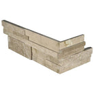 Flat lay of Durango Cream travertine corner showing honed beige surface