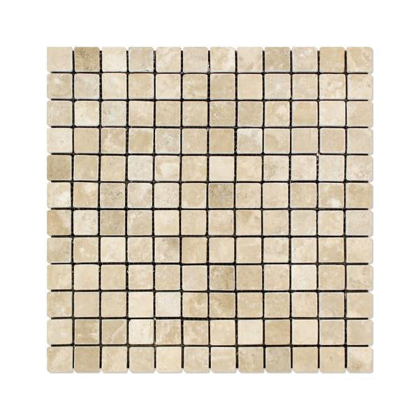 Flat view of Durango Travertine 1x1 Tumbled Mosaic Tile