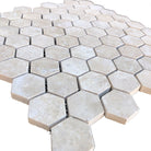 Close-up of Durango 2" hexagon tile showing honed texture and creamy tones
