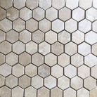 Close-up of Durango 2" hexagon tile showing honed texture and creamy tones