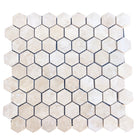 Flat view of Durango Travertine 2" Hexagon Tile Sheet, honed finish