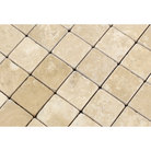 Close-up of 2x2 Durango Travertine showing tumbled texture