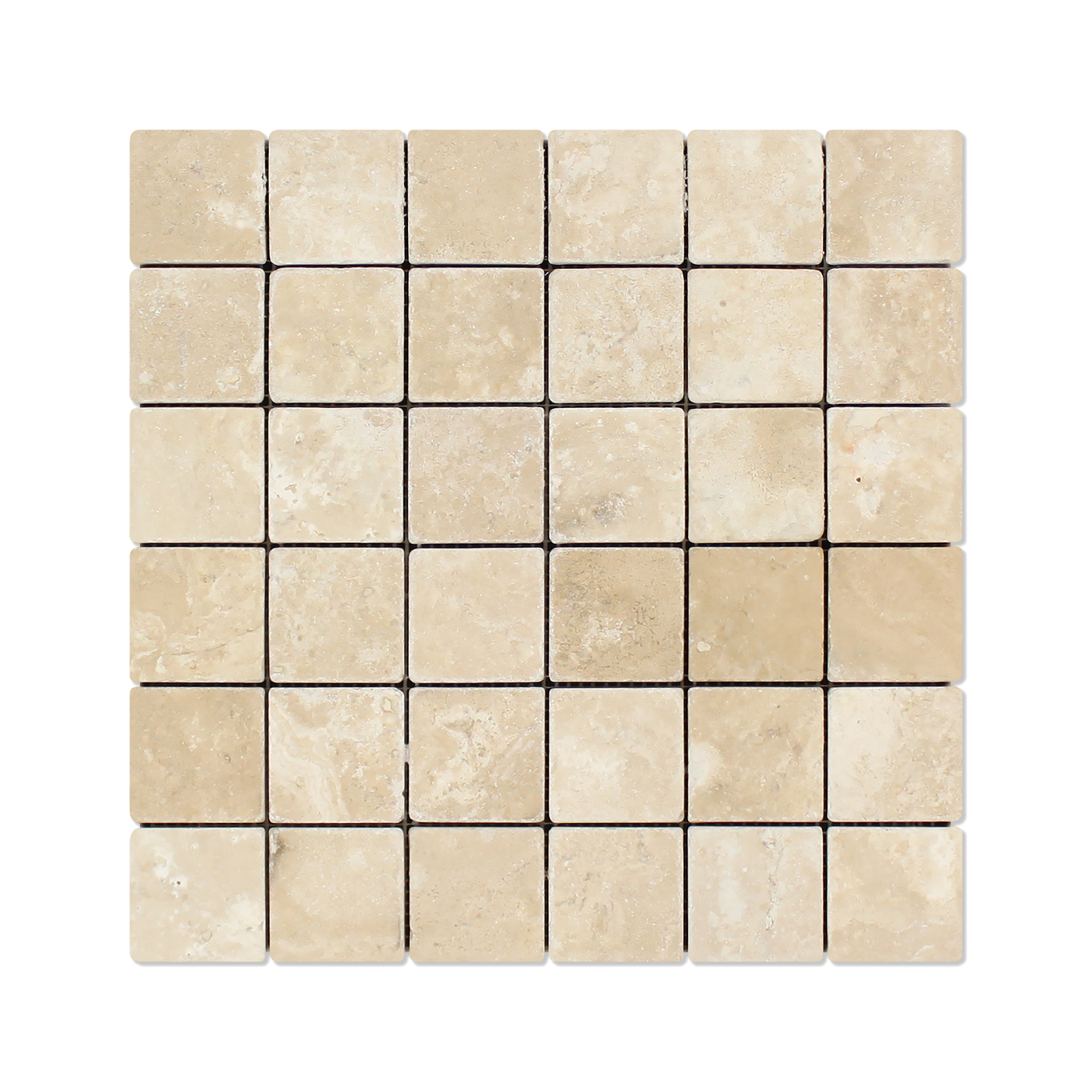 Flat view of Durango Travertine 2x2 Tumbled Mosaic Tile