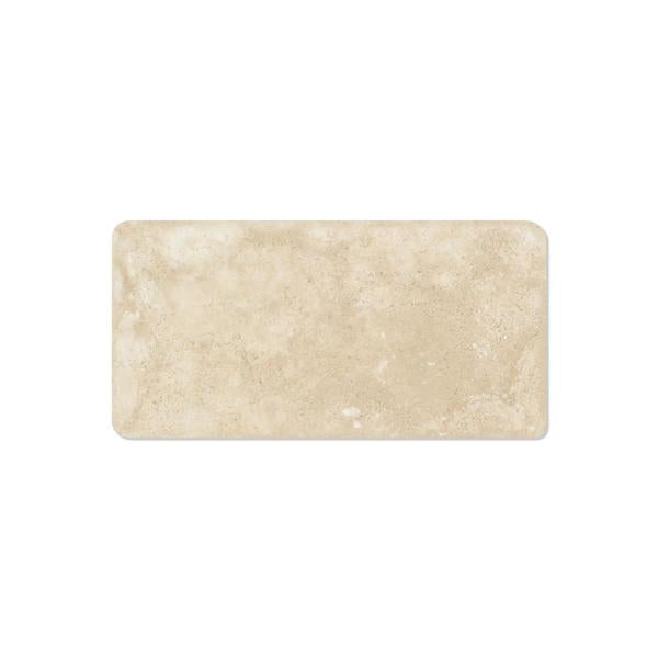 Close-up of Durango Travertine 3x6 showing tumbled texture and veining