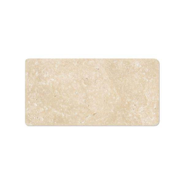 Close-up of Durango Travertine 3x6 showing tumbled texture and veining