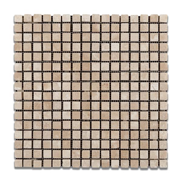 Flat view of Durango Travertine 5/8x5/8 Tumbled Mosaic Tile