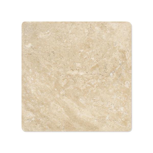 Flat view of Durango Travertine Tumbled Tile, 6x6 size