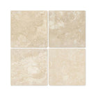 Flat view of Durango Travertine Tumbled Tile, 6x6 size