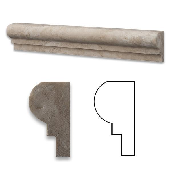 Flat view of Durango Travertine Chair Rail Molding in honed finish