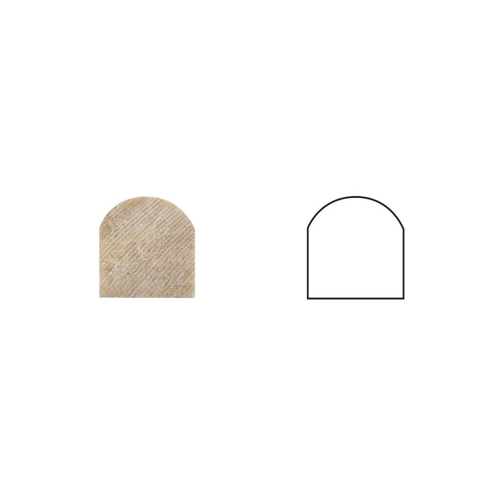 Flat view of Durango Travertine Dome Liner in honed finish, 1x12, soft cream tones

