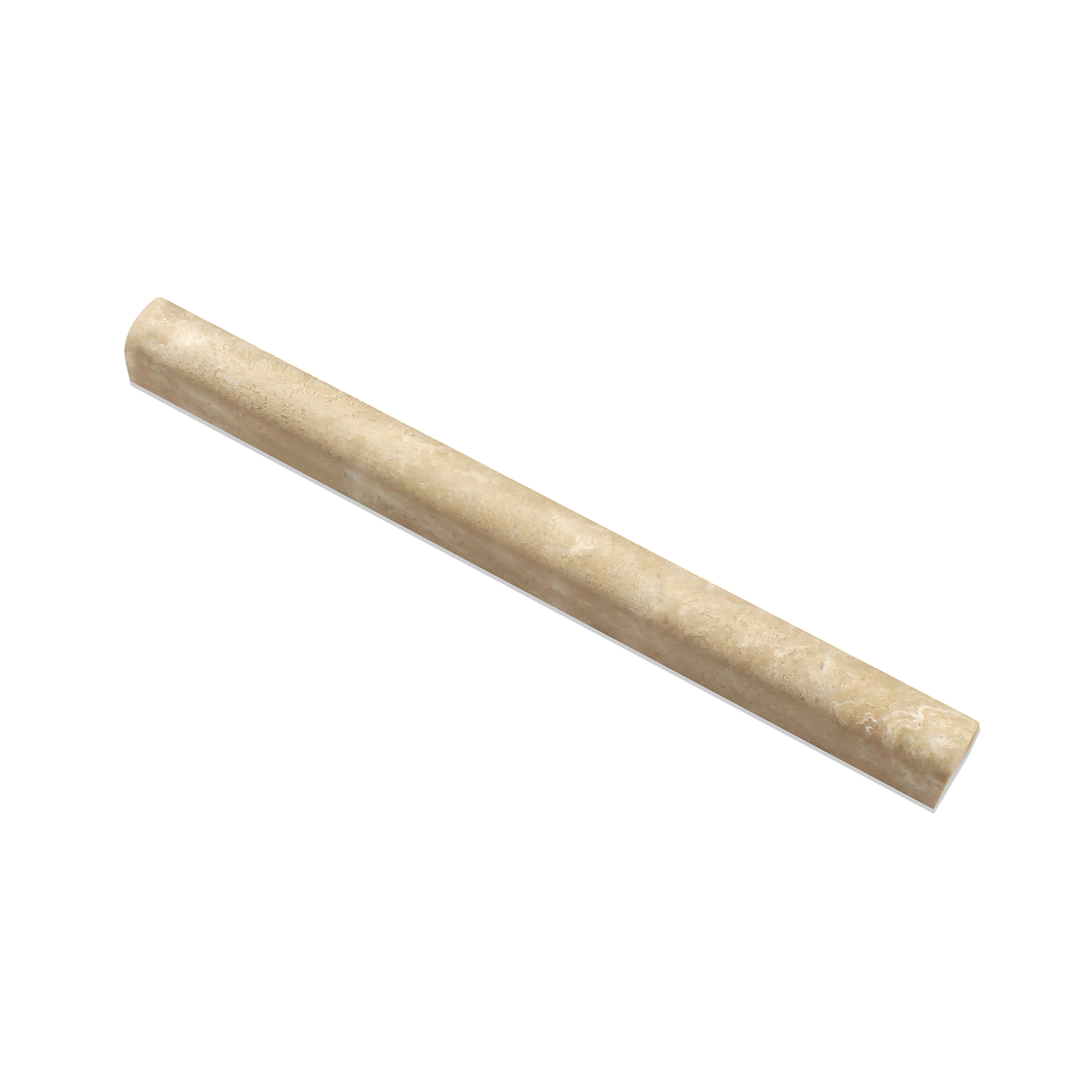Flat view of Durango Travertine Dome Liner in honed finish, 1x12, soft cream tones