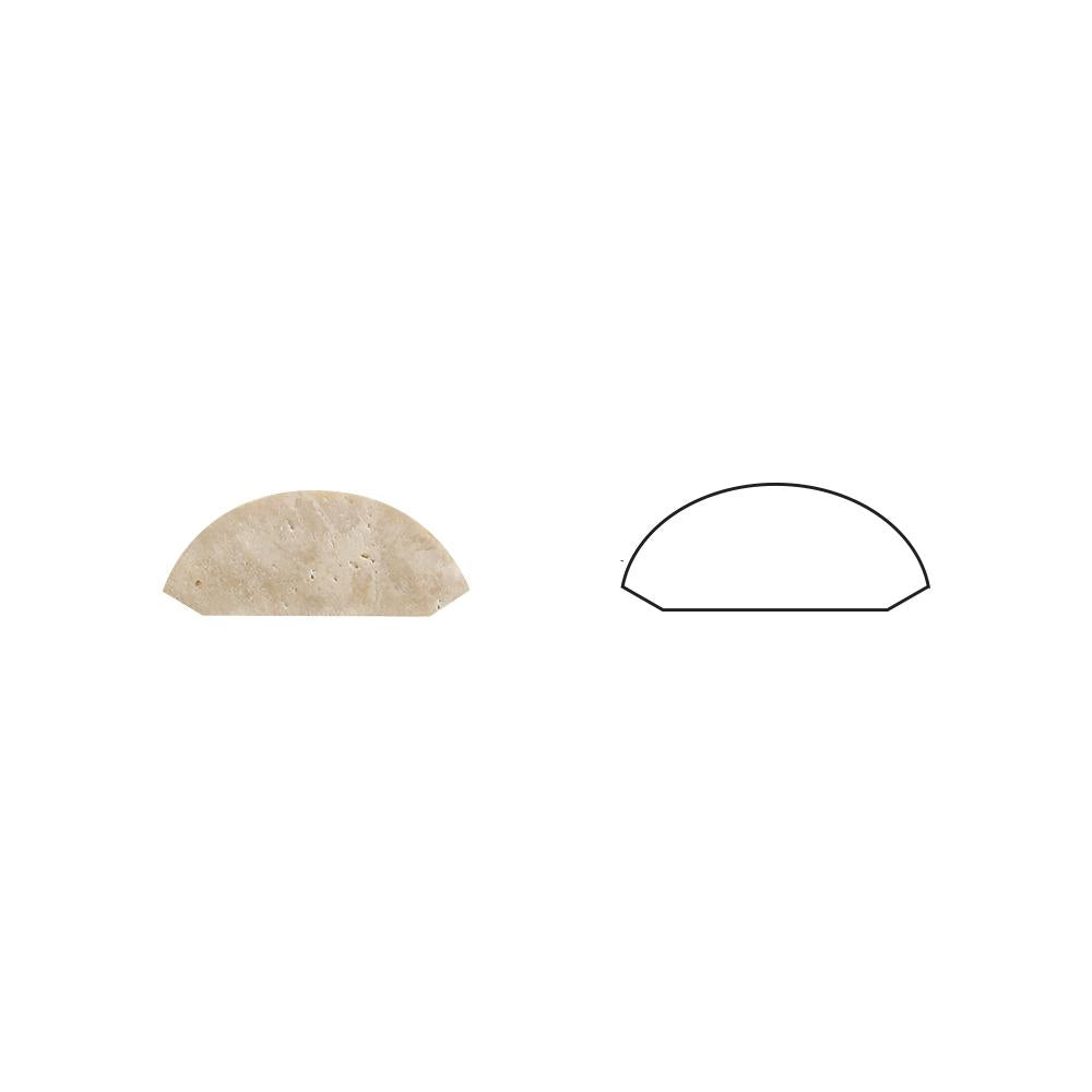 Edge profile of Durango Travertine Quarter Round showing curved bullnose shape