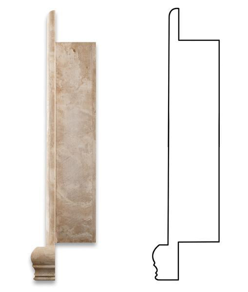 Side view of Durango Travertine Shampoo Niche Grande showing depth and honed edge detail