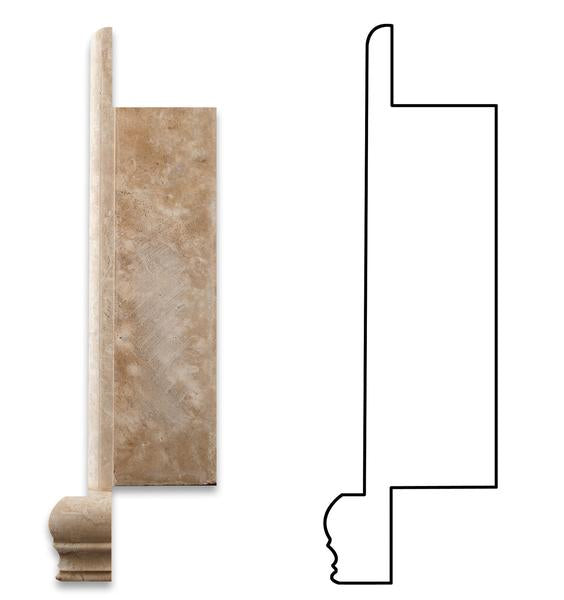 Side angle of Durango Travertine Shampoo Niche showing honed surface and wall depth