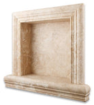  Front view of Durango Travertine Shampoo Niche in creamy beige travertine