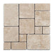 Flat view of Durango Travertine Versailles Tumbled Mosaic 12"x12" sheet