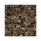 Emperador Dark 1x1 tumbled mosaic tile sheet