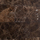 Emperador Dark subway tile showing tumbled edges