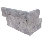 Flat lay of Glacial Gray marble corner panels in cool soft gray tones