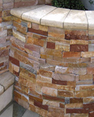 Close-up of Golden White quartzite split face texture and natural veining