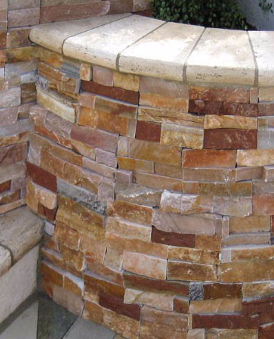Close-up of Golden White quartzite split face texture and natural veining