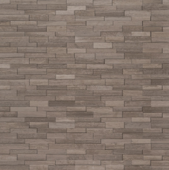 Close-up of honed gray marble with linear veining and smooth finish