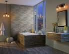 Textured detail of Gray Oak honed marble with dimensional surface