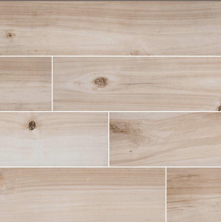 Flat view of Havenwood Beige 8x36 wood-look porcelain tile with matte finish and warm beige tone