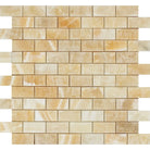 Flat view of Honey Onyx 1x2 Mosaic Tile in polished finish, 12x12 sheet