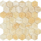 Polished Honey Onyx hexagon mosaic tile