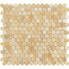 Honey Onyx pennyround mosaic tile polished finish