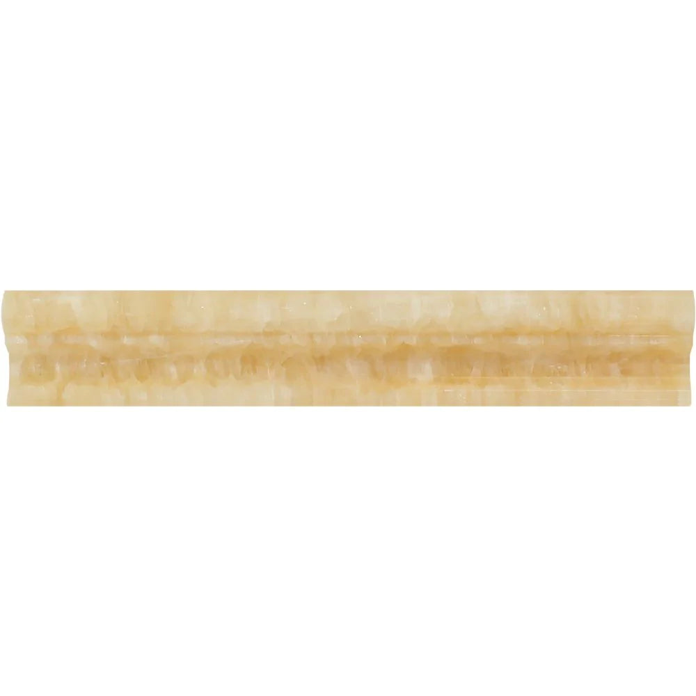 Close-up of Honey Onyx molding showing polished surface and veining detail