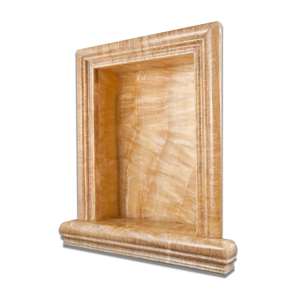 Close-up of Honey Onyx Shampoo Niche showing natural variation and custom detailing