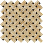 Flat view of Honey Onyx Stanza Mosaic with Black Marble in polished finish, 12x12 sheet