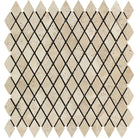 Flat view of Ivory Travertine 1x2 Tumbled Herringbone Mosaic on 12x12 mesh