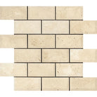 Flat view of Ivory Travertine 2x4 Deep Bevelled Mosaic in honed finish