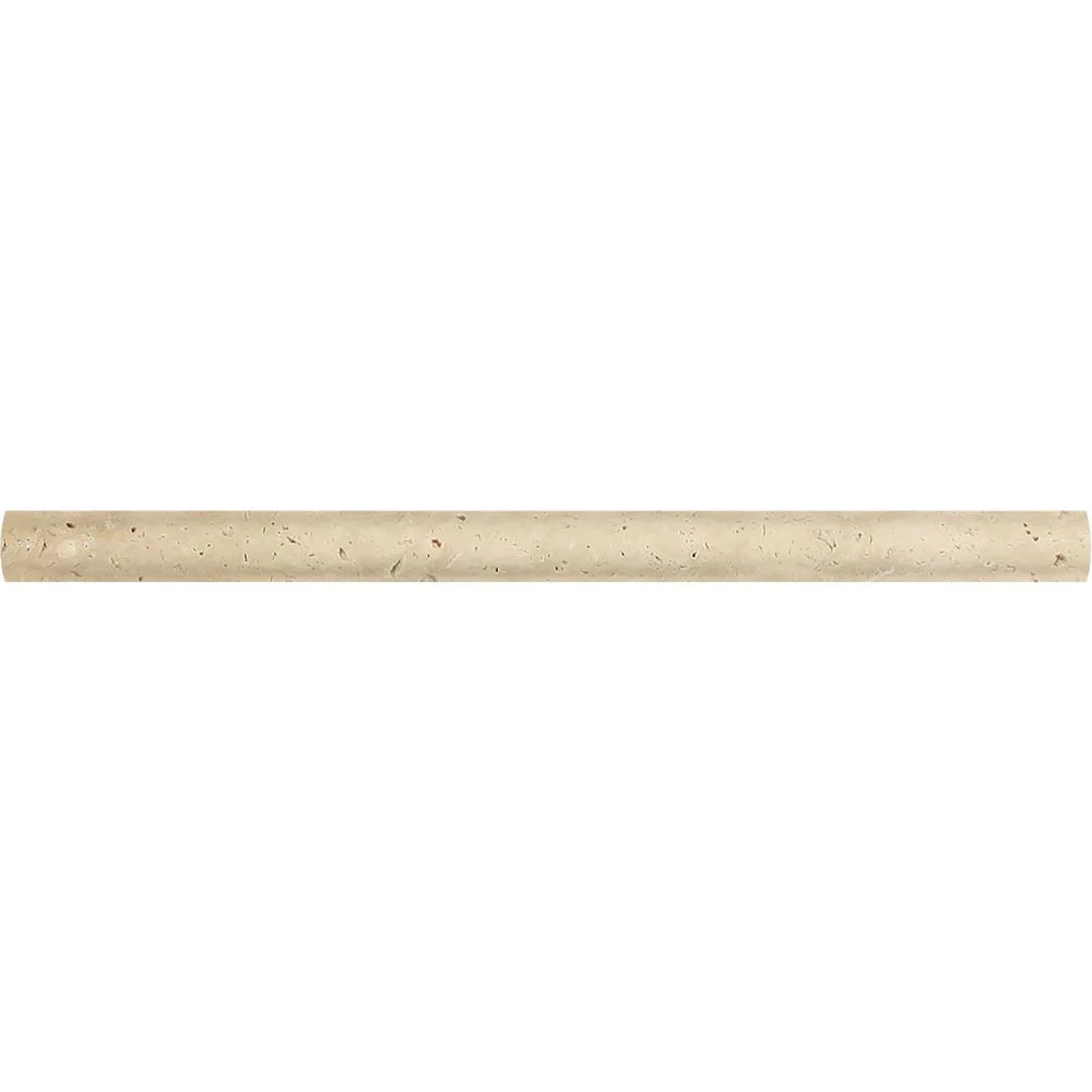 Close-up of 3/4 inch bullnose molding edge in Ivory Travertine