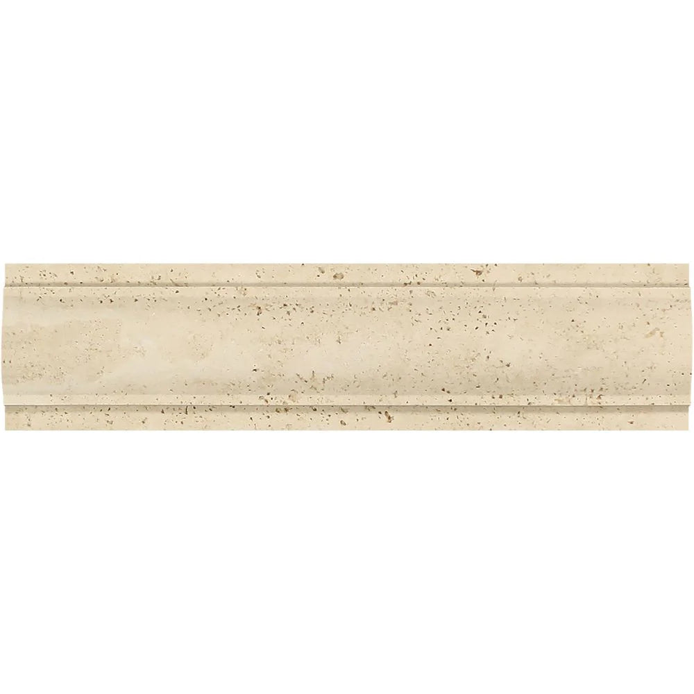 Flat view of Ivory Travertine 3x12 Arch Molding in honed finish