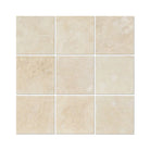Flat view of Ivory Travertine 4x4 Honed Tile with cream and tan tones