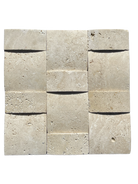 Flat view of Ivory Travertine Arched Basketweave Mosaic in honed finish, 12x12 sheet